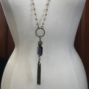 Crystal Circle Tassel Necklace
